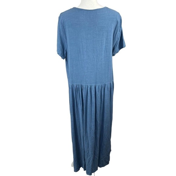 Sellse Blue Linen Oversized Maxi Dress Size S  M Lagenlook Pleated - Picture 8 of 14